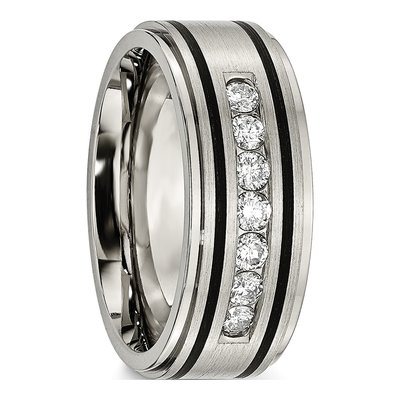 Titanium 1/2 ct tw Diamond Enameled Wedding Band – view 6