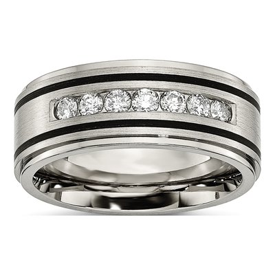 Titanium 1/2 ct tw Diamond Enameled Wedding Band