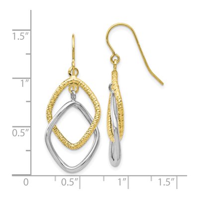 10K Two-Tone Gold Shepherd Hook Dangle Earrings – view 5