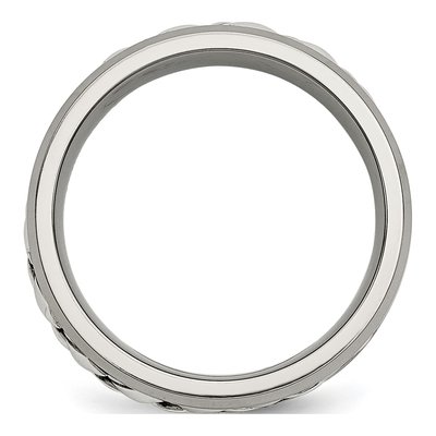 Titanium & Sterling Silver Diamond Wedding Band – view 3