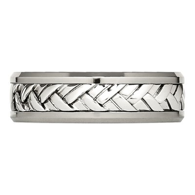 Titanium & Sterling Silver Diamond Wedding Band – view 4