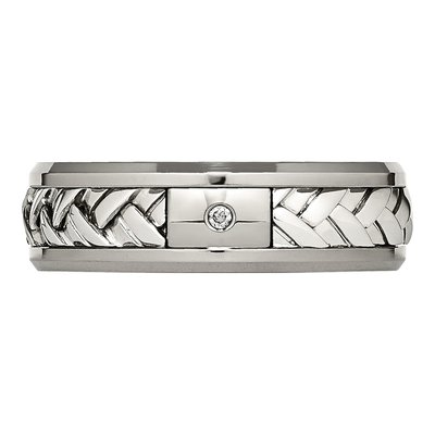 Titanium & Sterling Silver Diamond Wedding Band – view 5