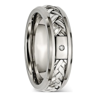 Titanium & Sterling Silver Diamond Wedding Band – view 6