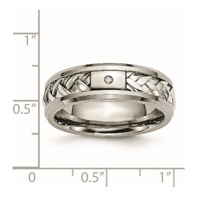 Titanium & Sterling Silver Diamond Wedding Band – view 8