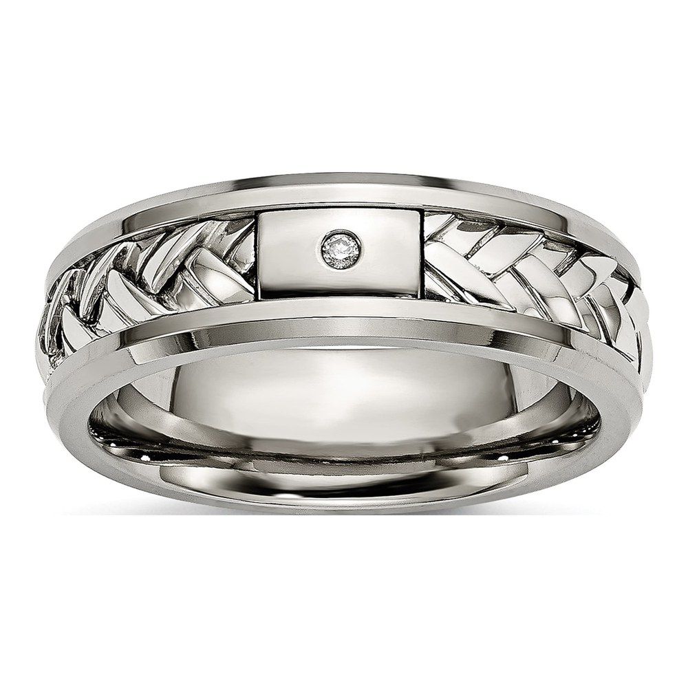 Titanium & Sterling Silver Diamond Wedding Band