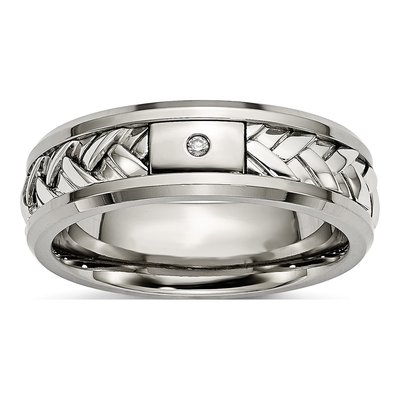 Titanium & Sterling Silver Diamond Wedding Band
