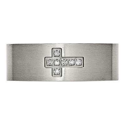 Titanium 1/15 ct tw Diamond Cross Wedding Band – view 5
