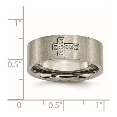 Titanium 1/15 ct tw Diamond Cross Wedding Band – view 8