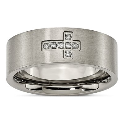 Titanium 1/15 ct tw Diamond Cross Wedding Band