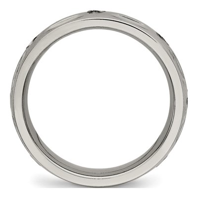 Titanium CZ Grooved Wedding Band – view 3