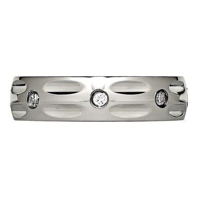 Titanium CZ Grooved Wedding Band – view 4