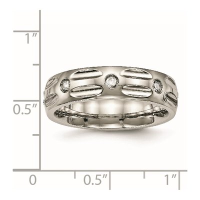 Titanium CZ Grooved Wedding Band – view 7