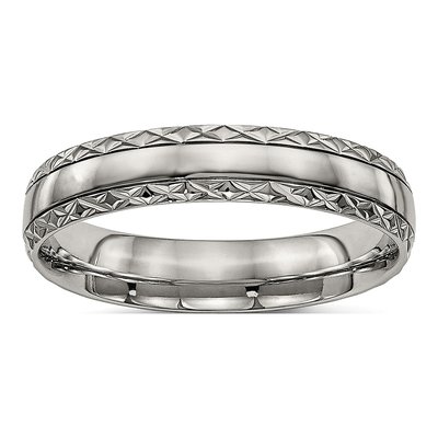 Titanium 5mm Criss Cross Wedding Band