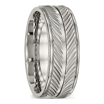 Titanium 8mm Grooved Wedding Band – view 5