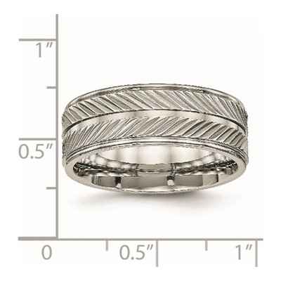 Titanium 8mm Grooved Wedding Band – view 7