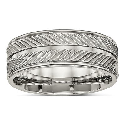 Titanium 8mm Grooved Wedding Band