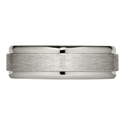 Titanium 7mm Ridged Edge Comfort-Fit Wedding Band – view 4