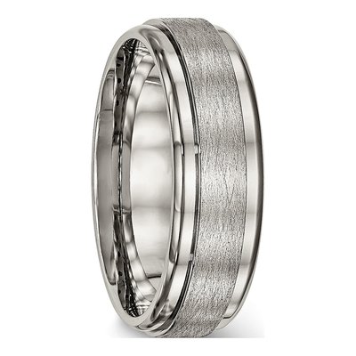 Titanium 7mm Ridged Edge Comfort-Fit Wedding Band – view 5