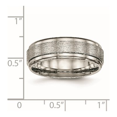 Titanium 7mm Ridged Edge Comfort-Fit Wedding Band – view 7