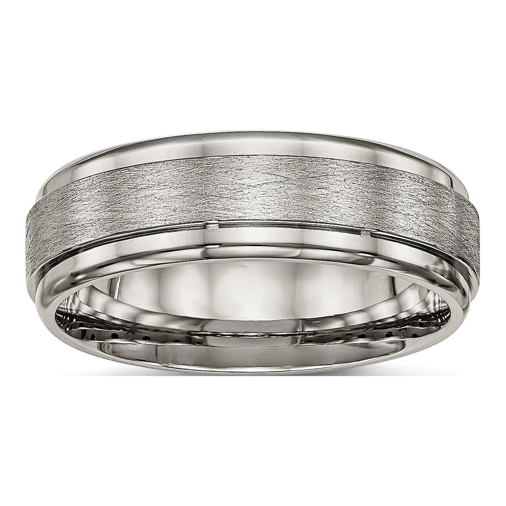 Titanium 7mm Ridged Edge Comfort-Fit Wedding Band