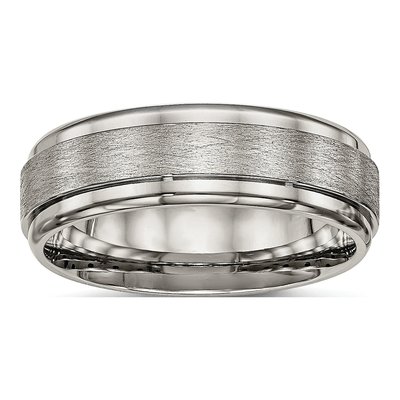 Titanium 7mm Ridged Edge Comfort-Fit Wedding Band
