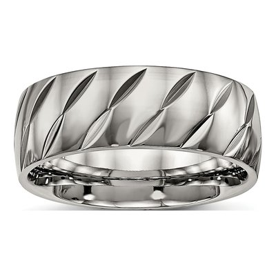 Titanium Diamond-Cut Wedding Band