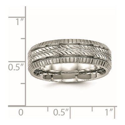 Titanium 7mm Grooved Wedding Band – view 7