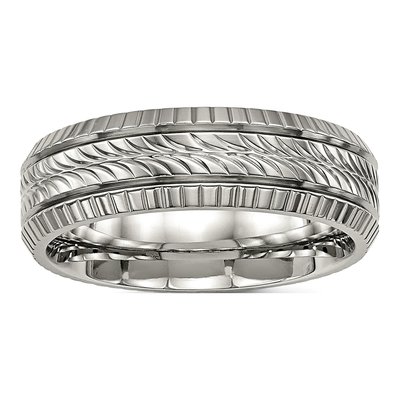 Titanium 7mm Grooved Wedding Band