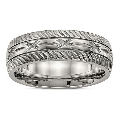 Titanium Diamond-Cut Wedding Band