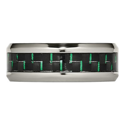 Titanium 8mm Black Green Carbon Fiber Comfort-Fit Wedding Band – view 4
