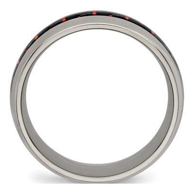 Titanium 8mm Black Red Carbon Fiber Comfort-Fit Wedding Band – view 3