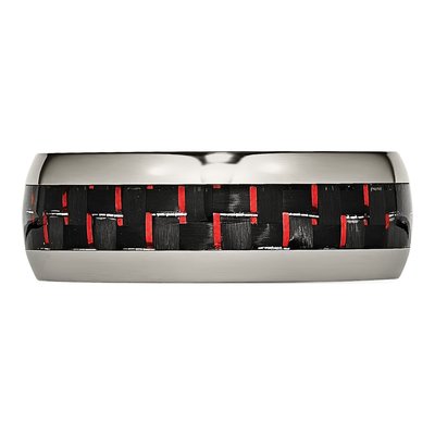 Titanium 8mm Black Red Carbon Fiber Comfort-Fit Wedding Band – view 4