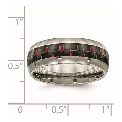 Titanium 8mm Black Red Carbon Fiber Comfort-Fit Wedding Band – view 7