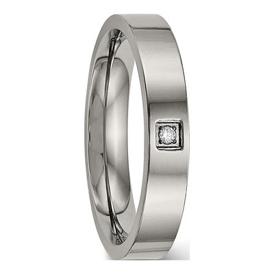 Titanium CZ Comfort Fit Wedding Band – view 6