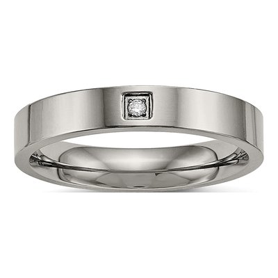 Titanium CZ Comfort Fit Wedding Band