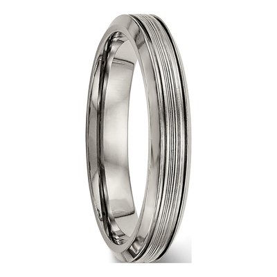 Titanium 3.75mm Grooved Comfort-Fit Wedding Band – view 5