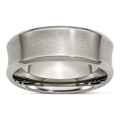 Titanium 8mm Concave Beveled Wedding Band