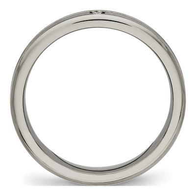 Titanium CZ Grooved Comfort-Fit Wedding Band – view 3