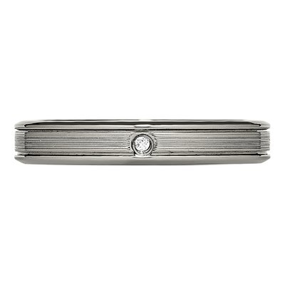 Titanium CZ Grooved Comfort-Fit Wedding Band – view 5