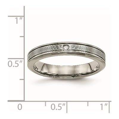 Titanium CZ Grooved Comfort-Fit Wedding Band – view 8
