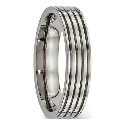 Titanium 5mm Grooved Comfort-Fit Wedding Band – view 5