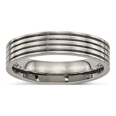 Titanium 5mm Grooved Comfort-Fit Wedding Band
