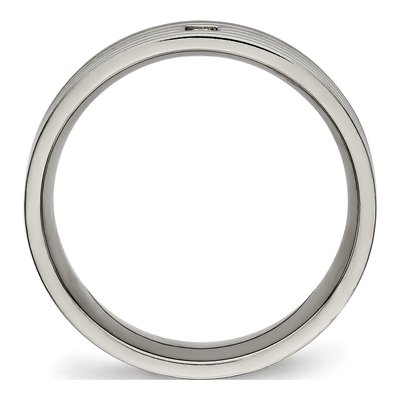 Titanium CZ Grooved Wedding Band – view 3
