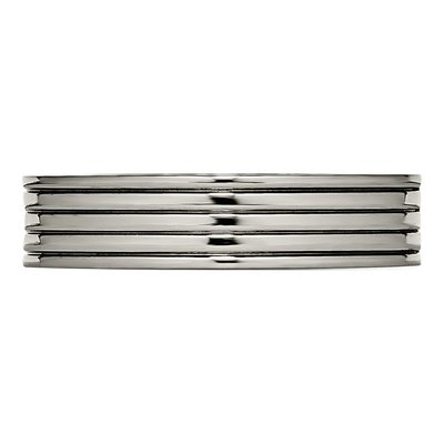 Titanium CZ Grooved Wedding Band – view 4