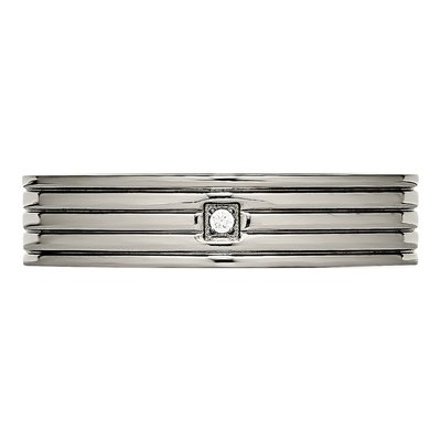 Titanium CZ Grooved Wedding Band – view 5