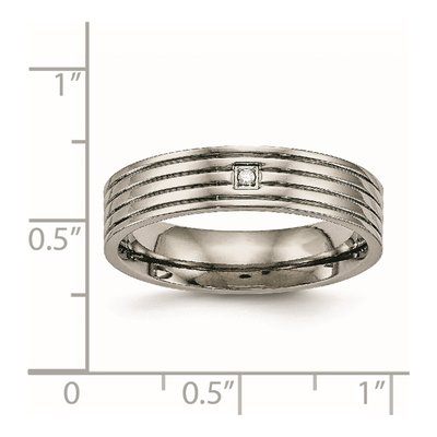 Titanium CZ Grooved Wedding Band – view 8