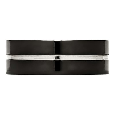 Black Titanium 8mm Grooved Comfort-Fit Wedding Band – view 4