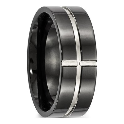 Black Titanium 8mm Grooved Comfort-Fit Wedding Band – view 6
