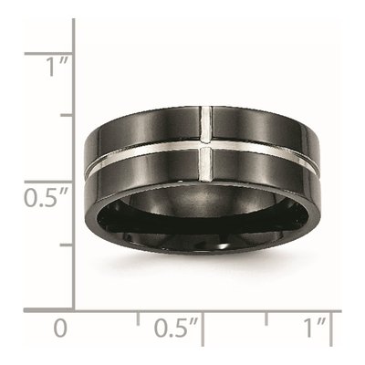 Black Titanium 8mm Grooved Comfort-Fit Wedding Band – view 8