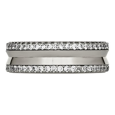 Titanium CZ Concave Wedding Band – view 4